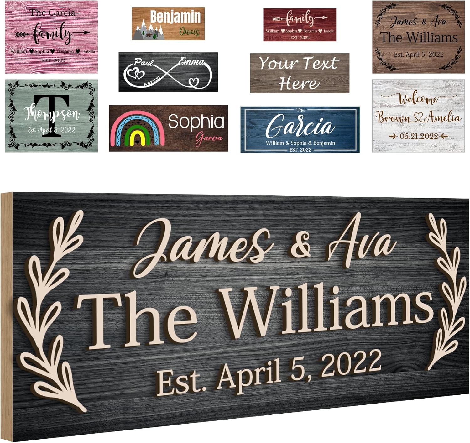 Aolun Custom Wood Sign Personalized Wooden Family Name