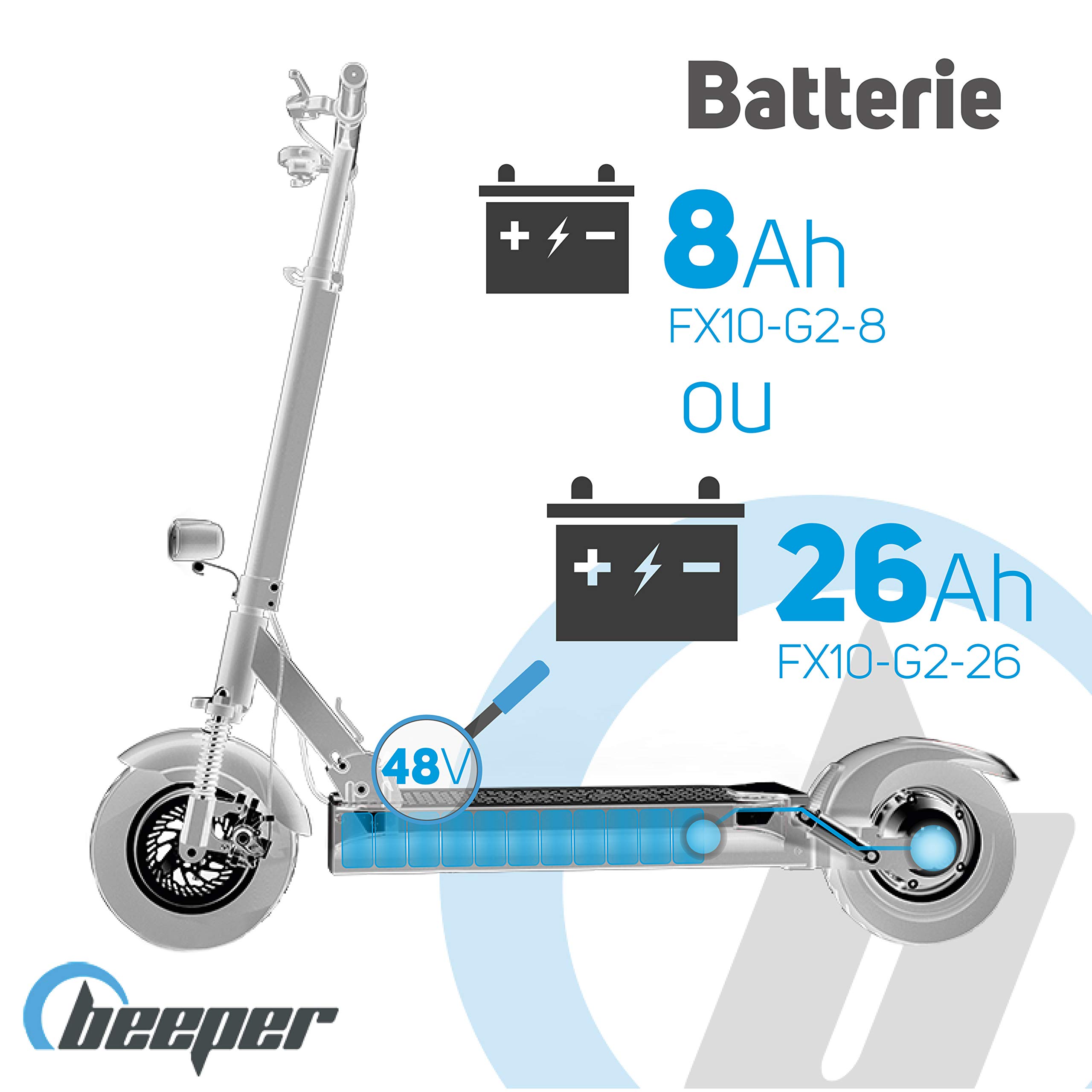 BEEPER Max Trottinette électrique avec Alarme 10 Pouces 500W 48V