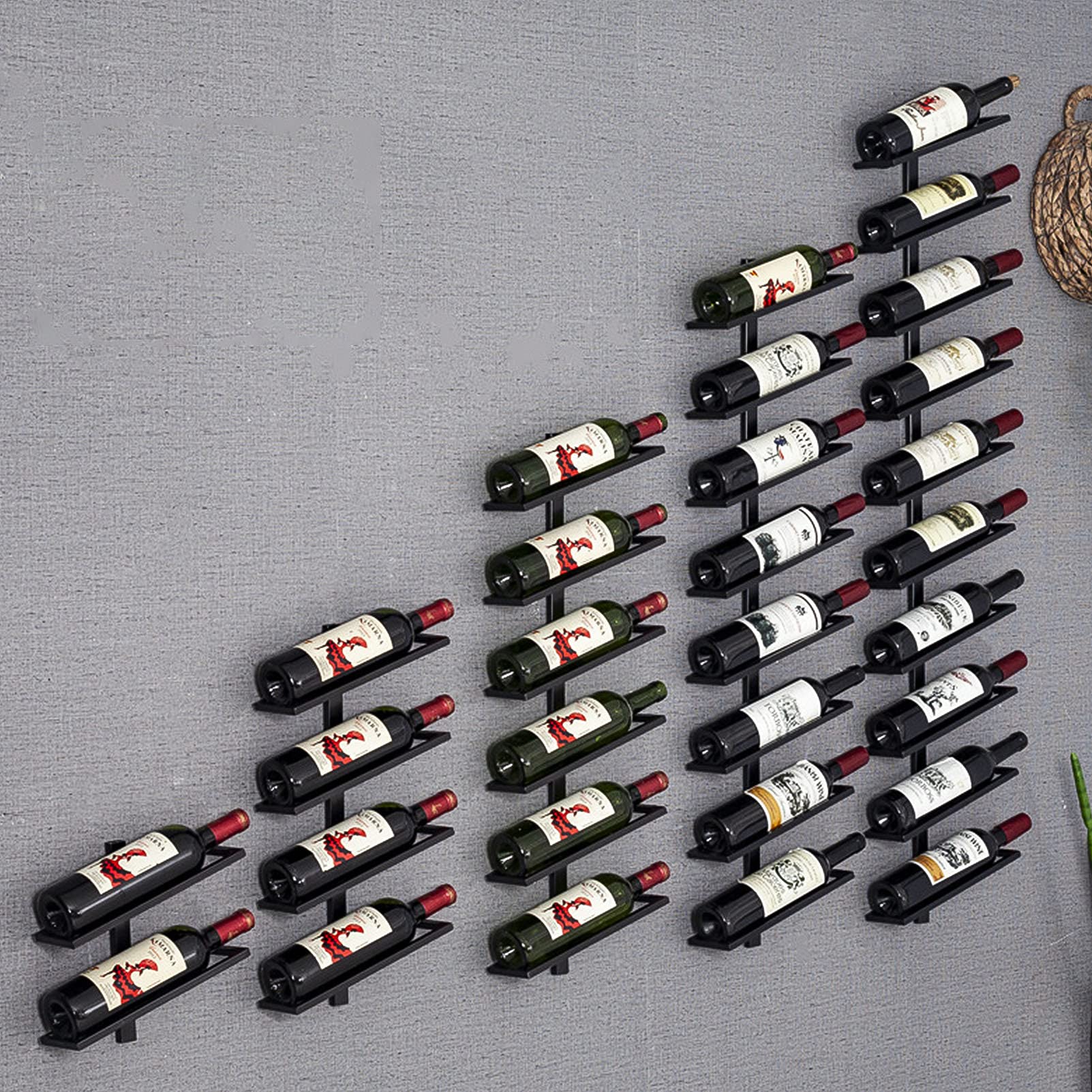 Casier a vin mural en metal pour 2 a 12 bouteilles