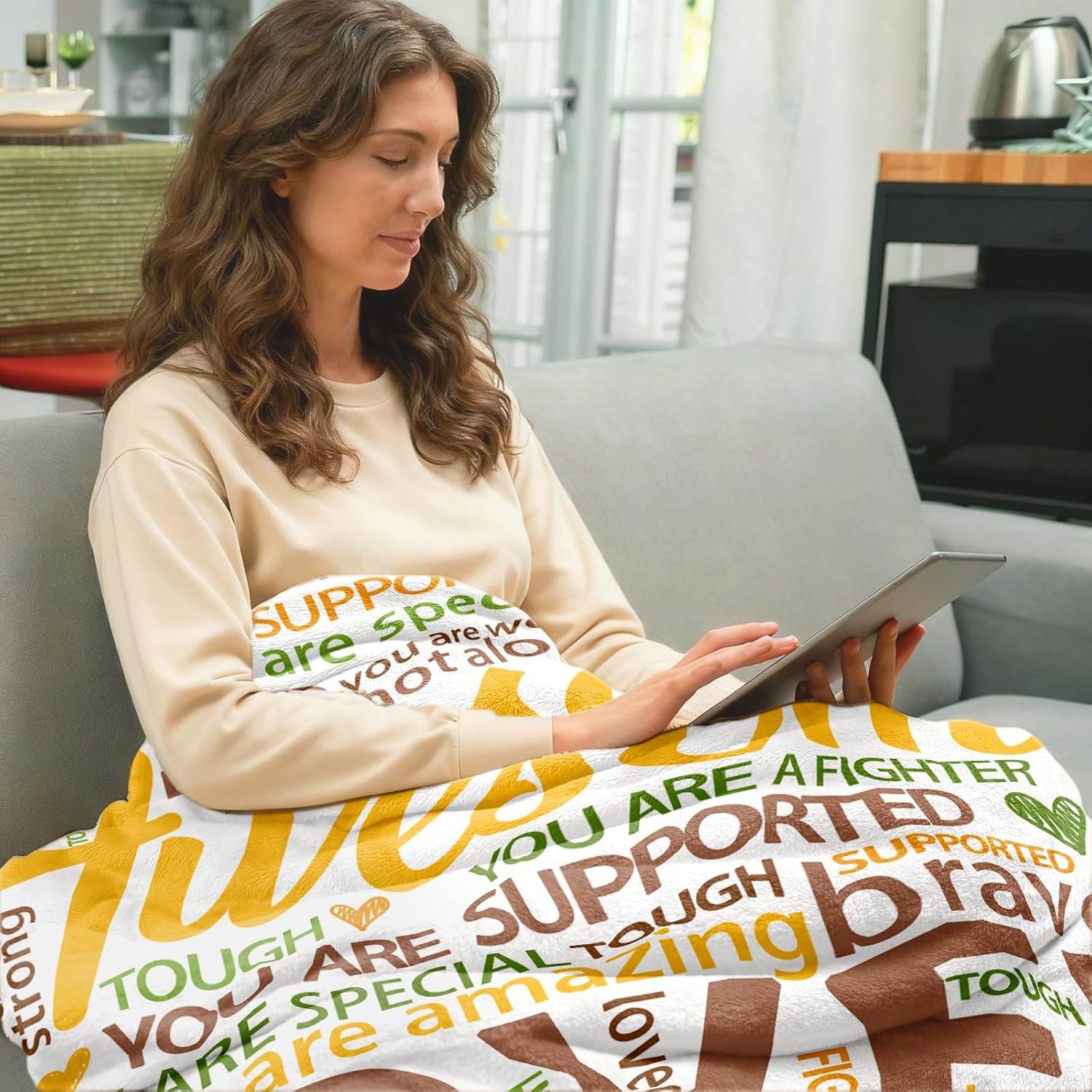 Super Soft Hug Blanket - Cancer Care Gifts for Women Men - Inspirational Get Well Soon Blankets for Mom, Grandma, Daughter, Friend, Post Surgery Recovery, Chemo Support Throw (50" x 60") - Image 3