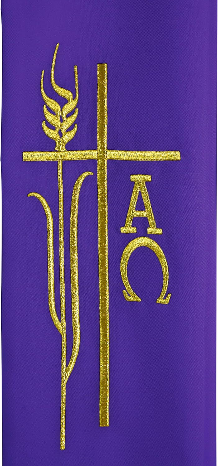 IvyRobes Alpha Omega Overlay Stole Wedding Clergy Stole 90" Long-4 Colors Available
