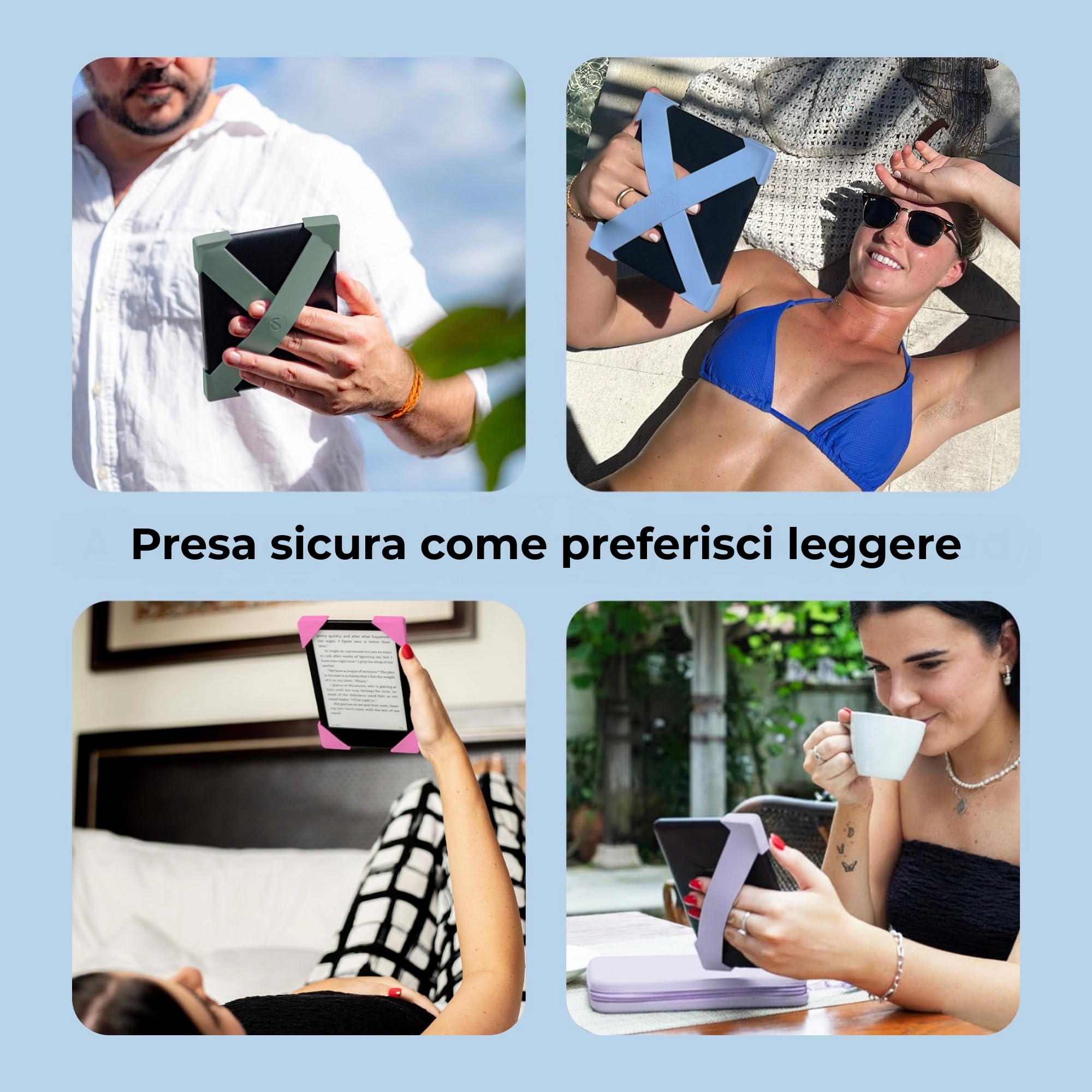 Strapsicle Cinturino per Kindle Paperwhite Gen 11/12 (6,8"/7") & Kobo - Confezione 2 - Grande - Blu Bondi