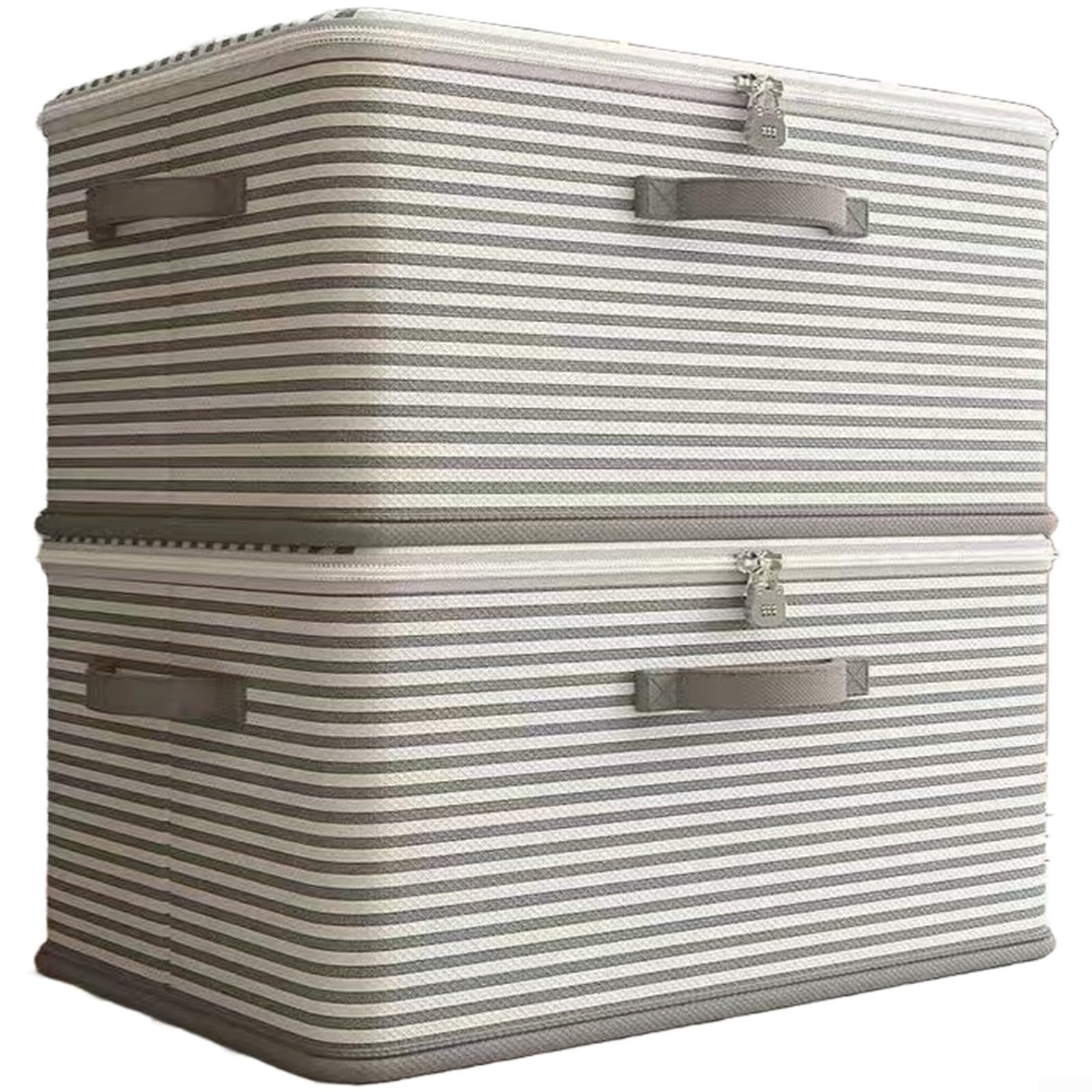 Boîte de rangement pliable en tissu non tissé lavable avec double fermeture éclair