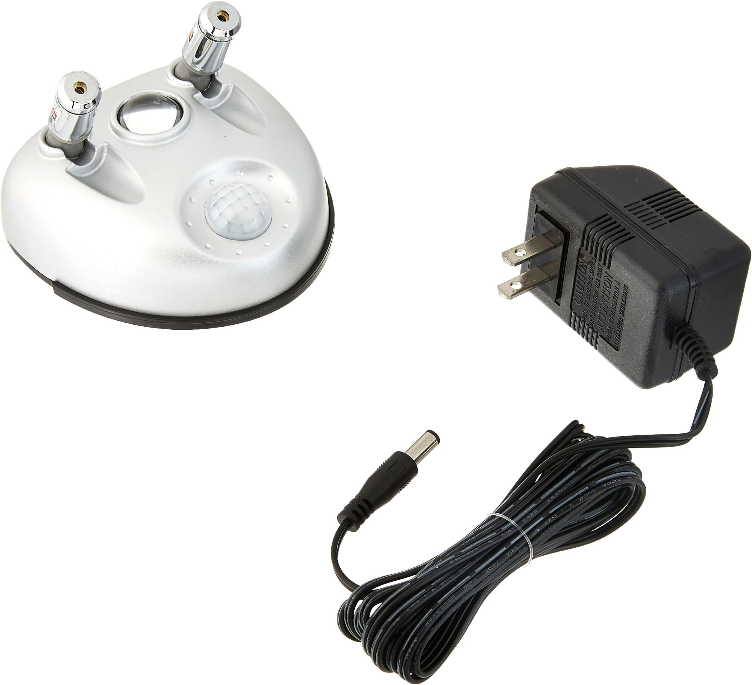 Maxsa 37314 Park Right Dual Laser Parking Guide for Garage with Adjustable 360-Degree Lasers, Motion Activated with LED Light, AC Adapter and Battery Backup, Car and SUV Parking Guide, Silver