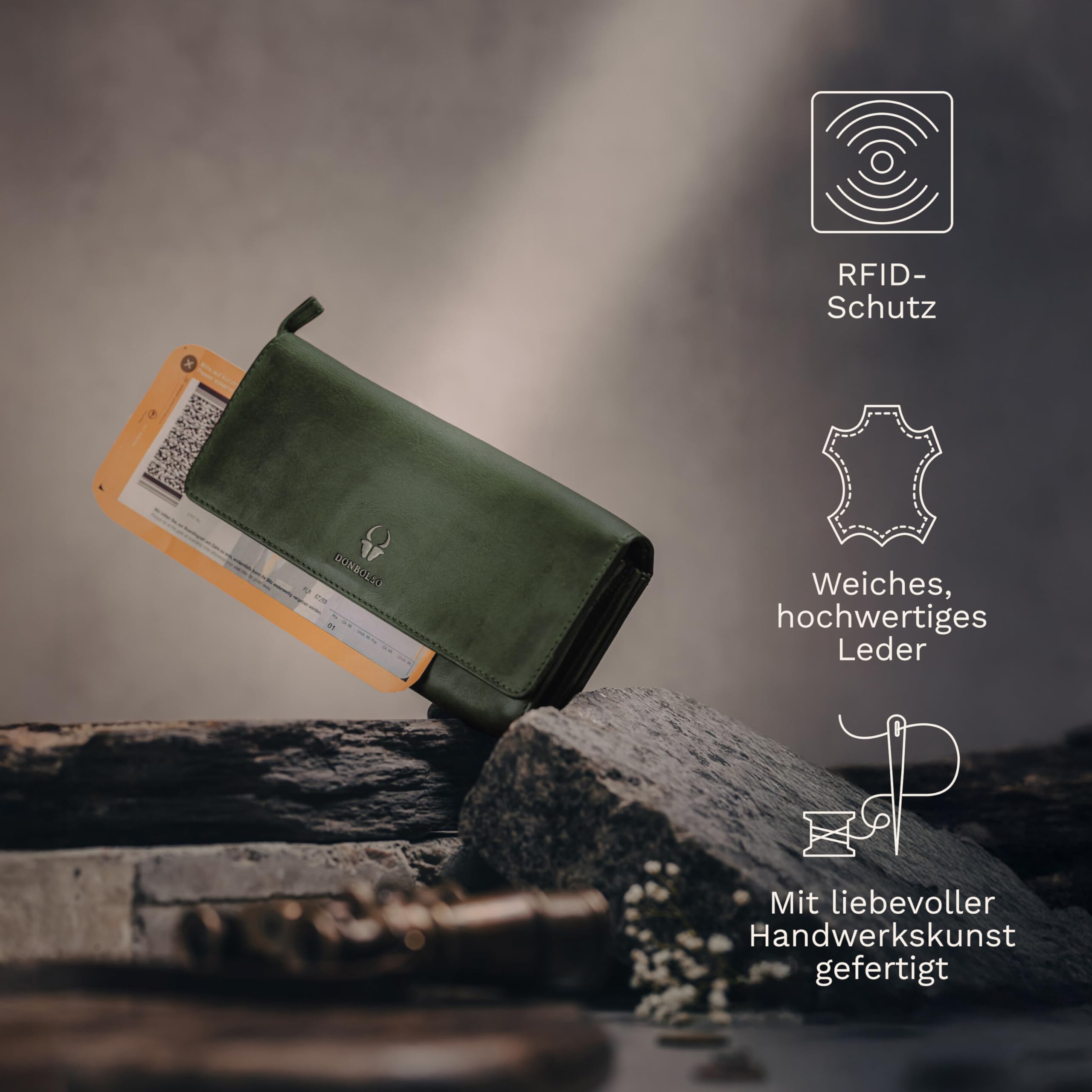 DONBOLSO® Geldbörse Florenz aus gewaschenem Leder für Damen mit RFID-Schutz- New