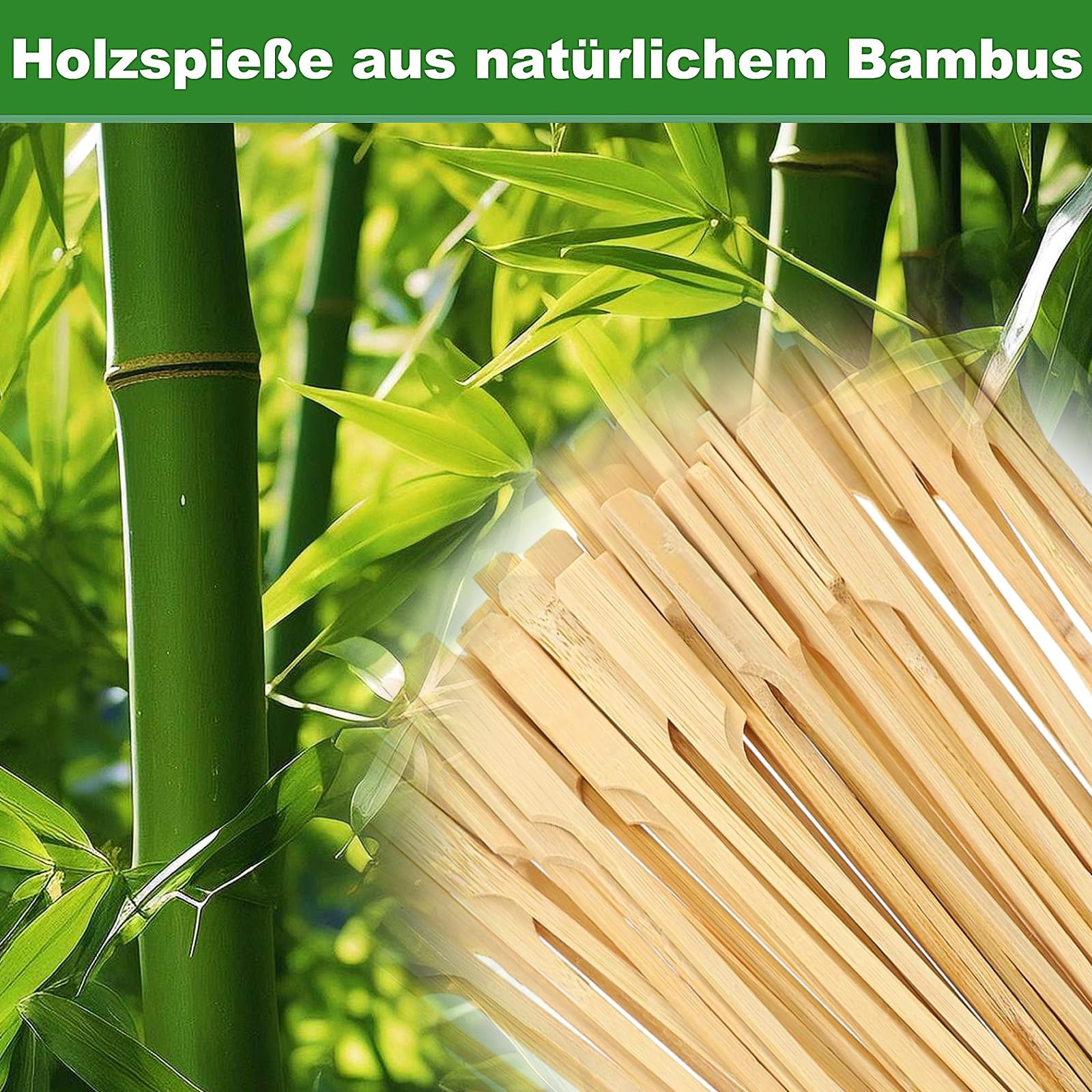Spiedini In Bambù 100 Pezzi - 15 Cm, Per BBQ, Cocktail, Finger Food, Hamburger, Design Sicuro Per Bambini - Foto 6