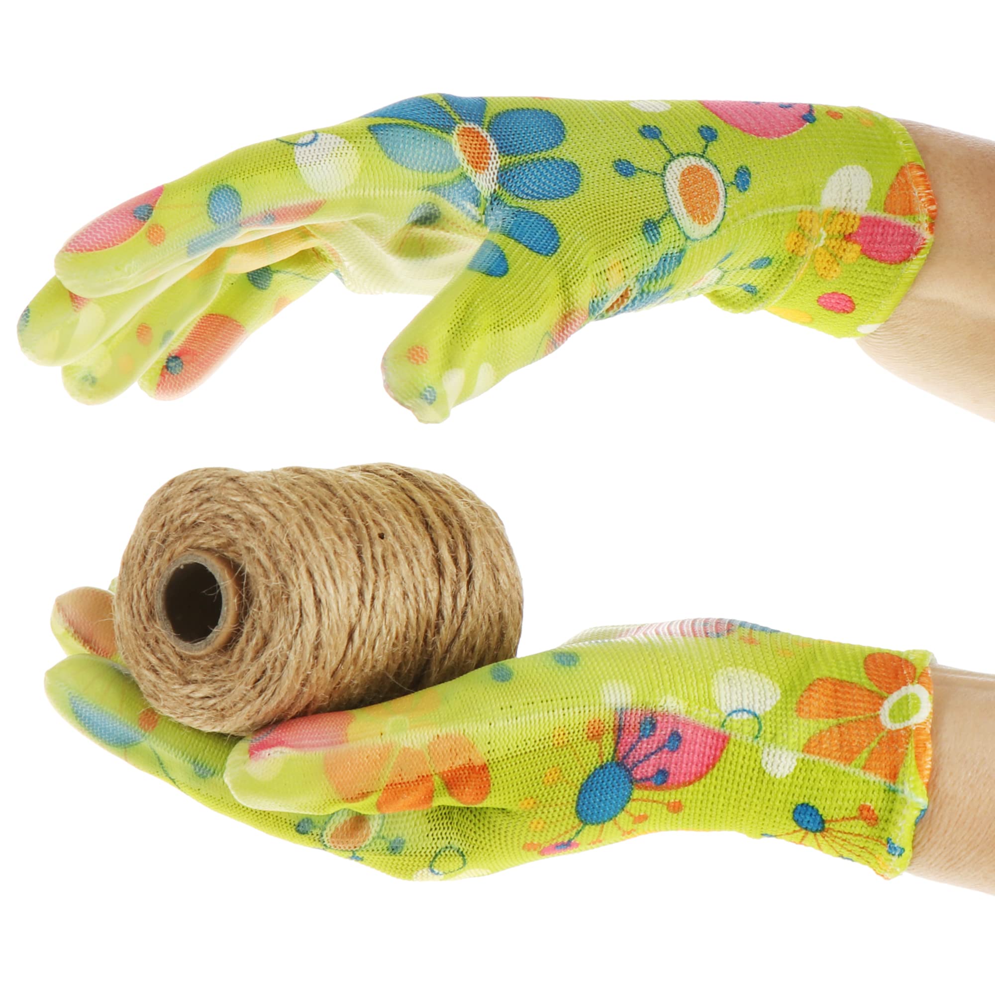 com-four® set of 2 premium gloves garden and work for women, flower motif, made of latex, anti-slip coating - Image 2