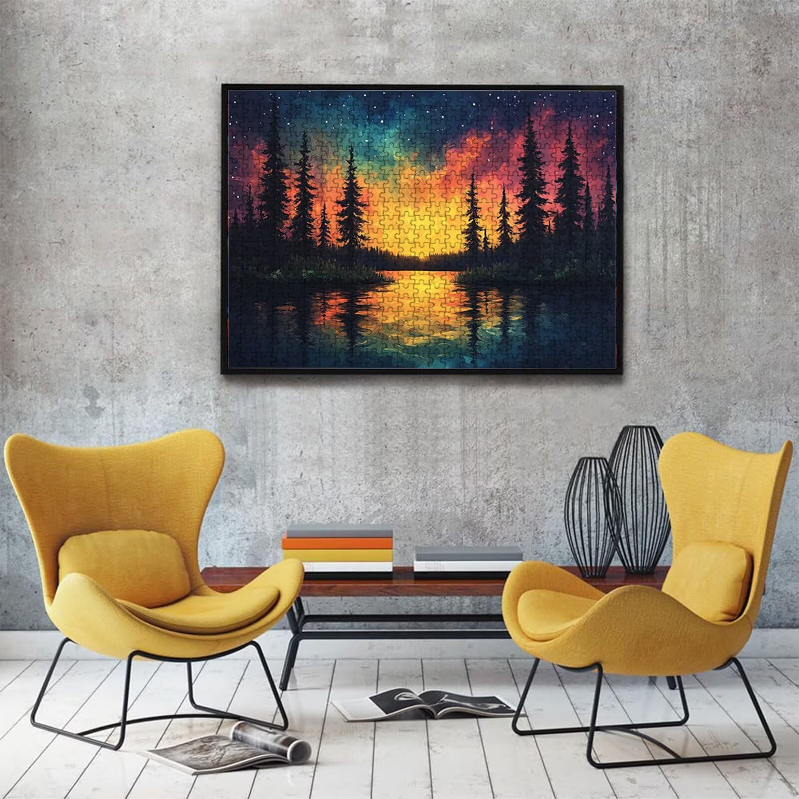 Puzzle 1000 elementów, puzzle 1000 elementów dla dorosłych, trudne puzzle, druk w wysokiej rozdzielczości i jasne kolory, abstrakcyjne drewniane puzzle drzewo (2) z wykwintnym pudełkiem do pakowania