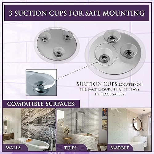 Miniatura 8 de MIRRORVANA Juego de espejo de aumento de viaje con 3 ventosas (20X10X, 6 pulgadas y 4 pulgadas de ancho) y espejo de maquillaje grande de doble cara