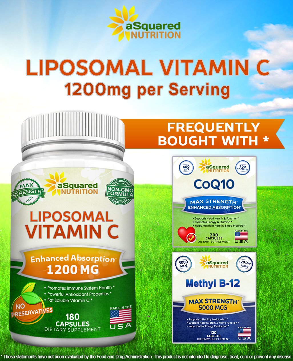 Liposomal Vitamin C 1200mg Supplement 180 Capsules High