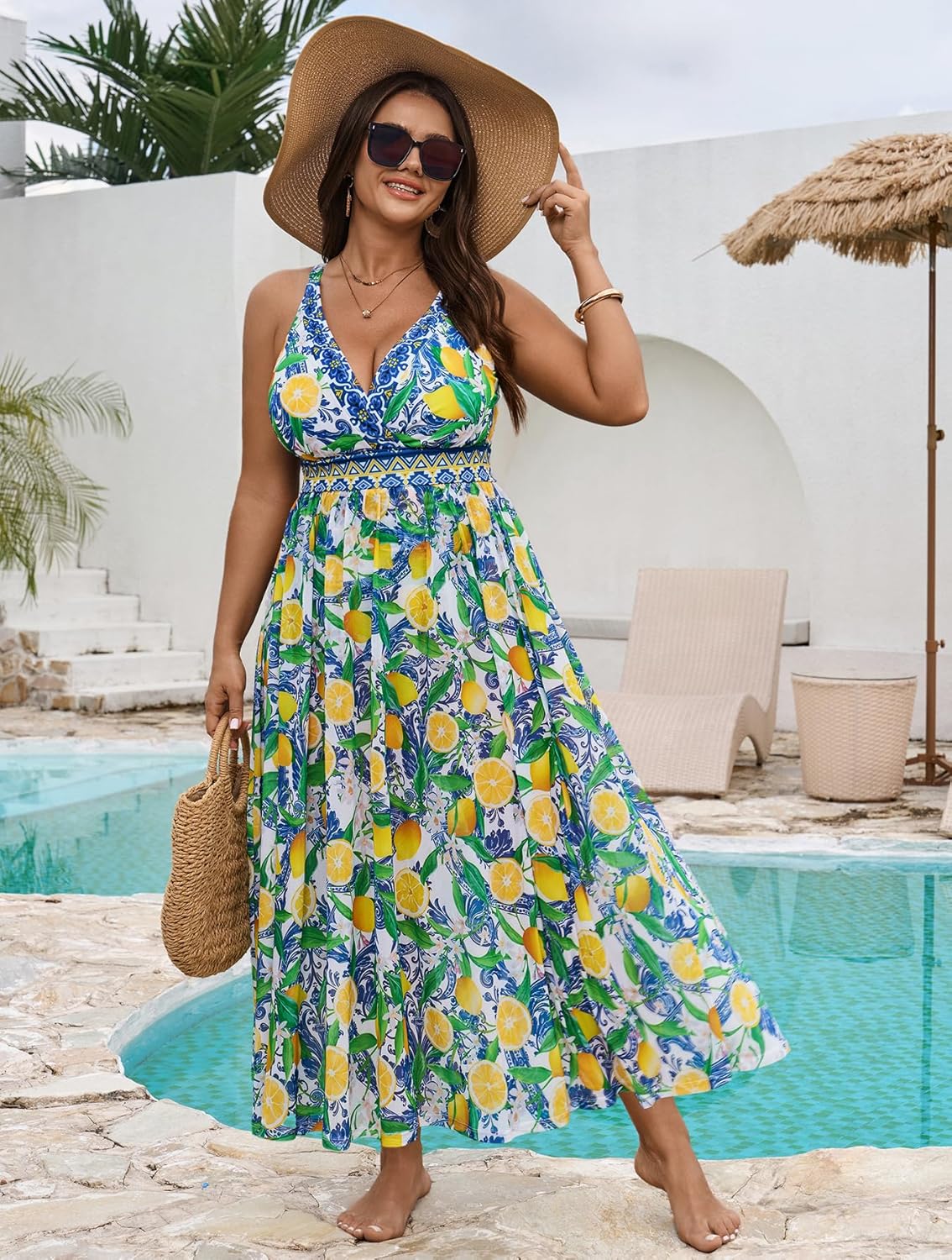 SCOMCHIC Womens Plus Size One Piece Swimsuit Tummy Control Bathing Suit Floral Prints Curvy Mesh Swim Skirt