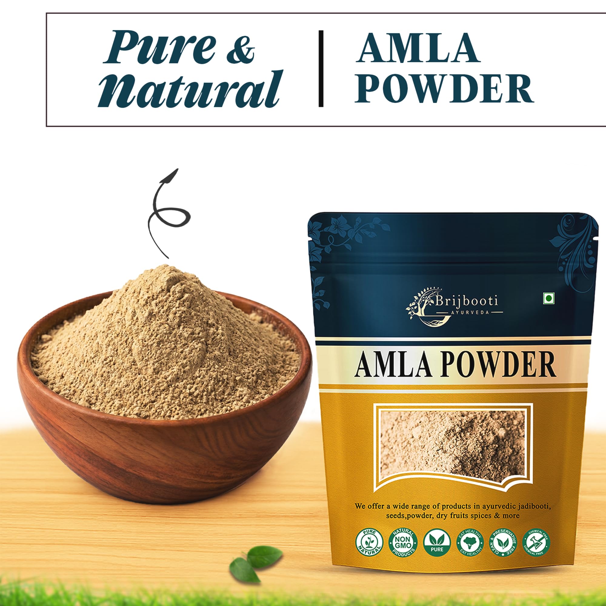 Brijbooti Amla Powder For Hair Mask & Packs (250 Gr) | Indian gooseberry | for Hair, Skin, Eating, and Drinking | Pure and Natural — Amazon image 4