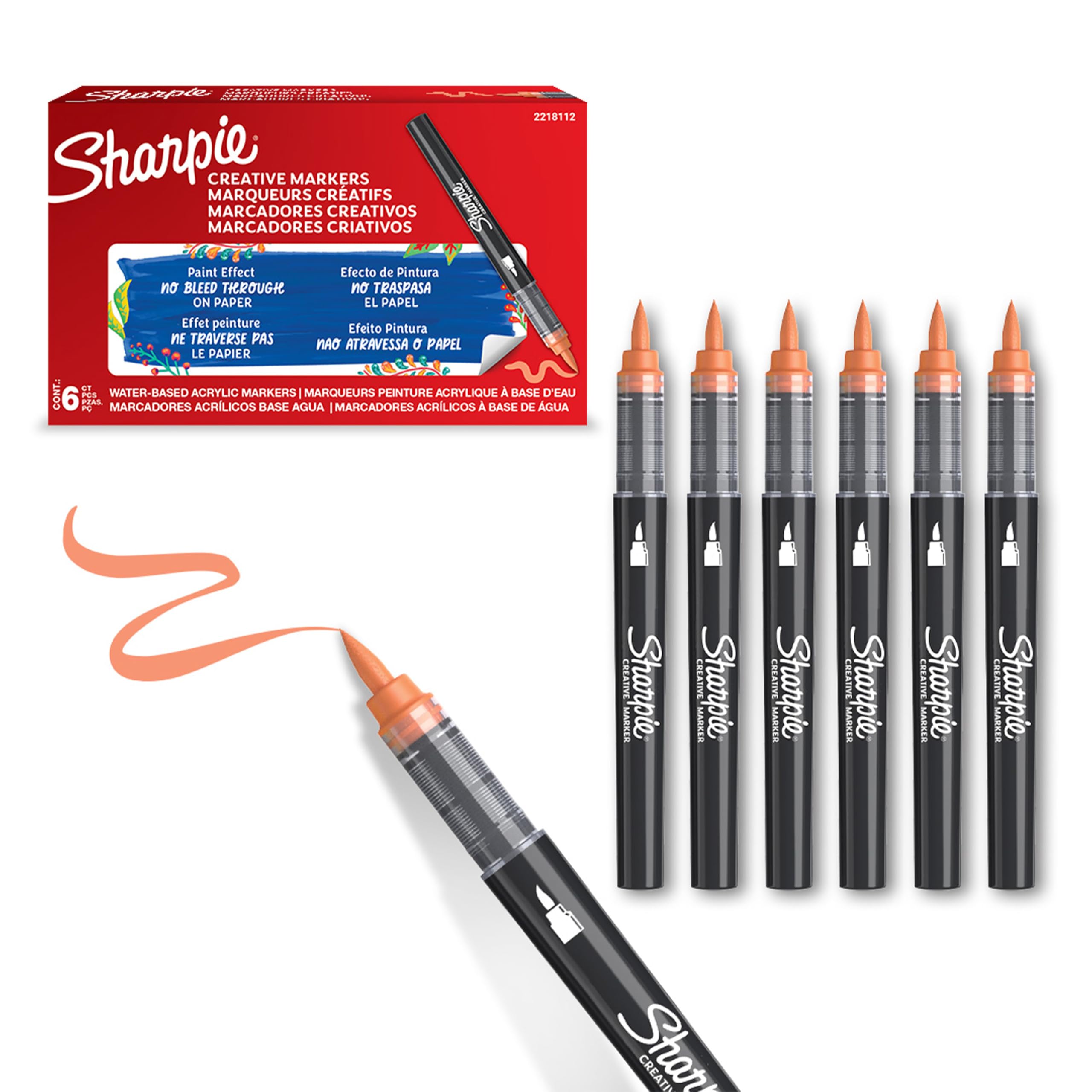 Sharpie Creative Marker Acrylverf Pennen Water Based Verfmarkers Niet Doorlopende Inkt Schrijft Op De Meeste Oppervlakken Borstelpunt Knutsel En Kunstbenodigdheden Warme Tinten 5 Stuks 3587470375