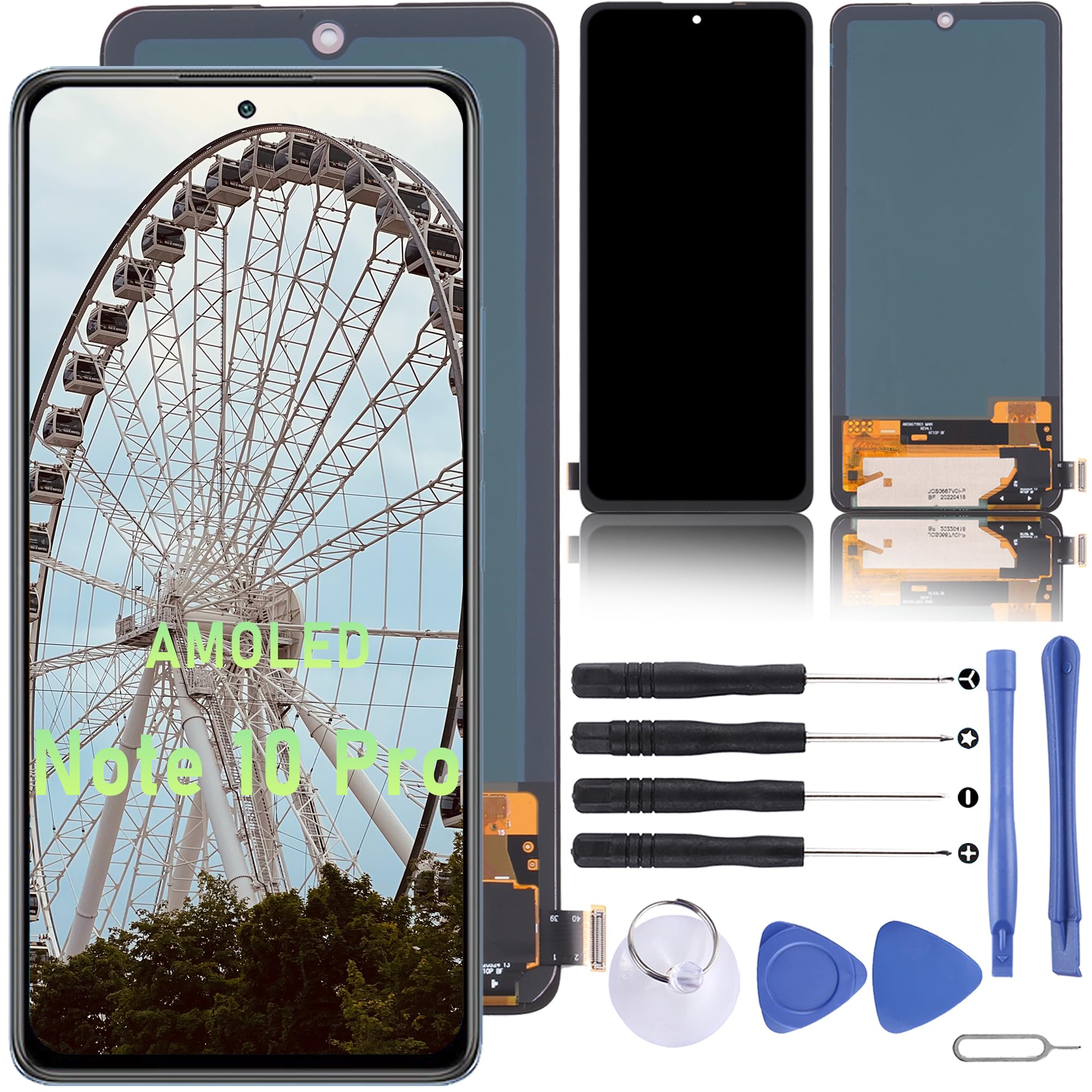 DIGI4U 𝑨𝑴𝑶𝑳𝑬𝑫 for Xiaomi Redmi Note 10 Pro Screen Replacement, 𝑩𝒆𝒕𝒕𝒆𝒓 than LCD, 6.67'' Screen for Redmi Note 10 Pro NOT LCD Touch Display Digitizer Assembly No Frame with Tools Kit