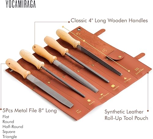 Miniatura 9 de Juego de limas de metal, 3 limas de metal de 8 pulgadas para madera y acero y 5 limas de agujas pequeñas para trabajos de precisión, herramientas de