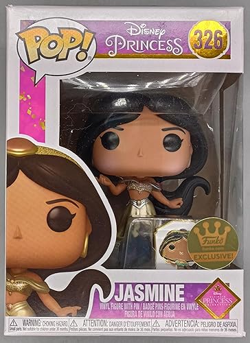POP! Disney Princess Jasmine W/Pin 326 Exclusiva Convención de otoño 2021 (calcomanía exclusiva compartida)