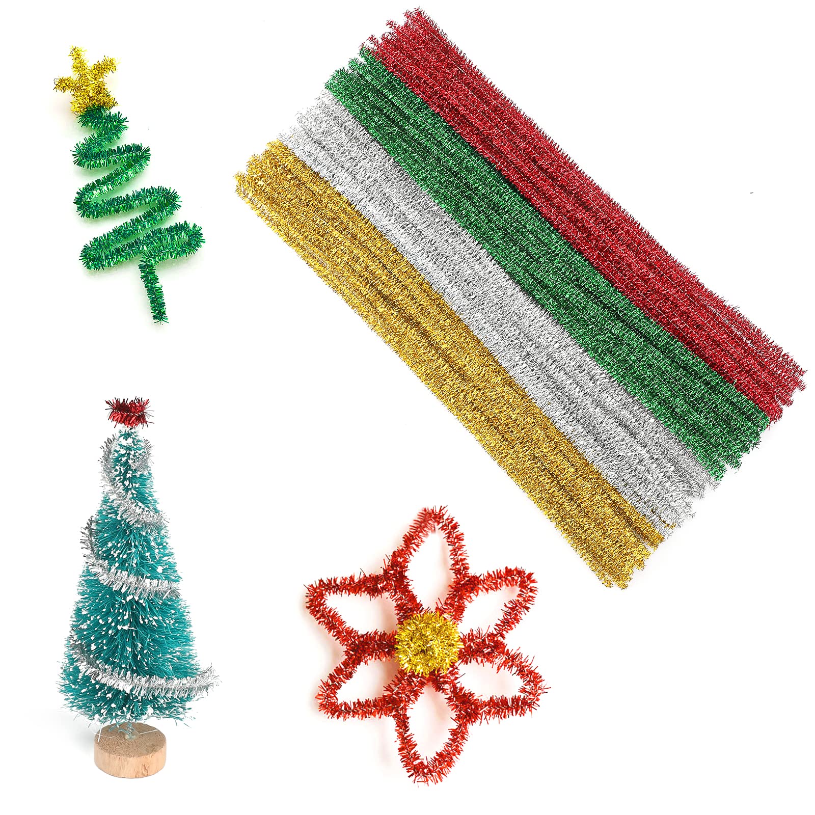 100 Scovolini Colorati Con Glitter | Per Lavoretti DIY | Lunghezza 30 Cm | Decorazioni Natalizie E Creative - Foto 7