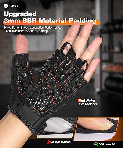Miniatura 2 de SIMARI Guantes de entrenamiento transpirables para hombres y mujeres, guantes de levantamiento de pesas con relleno, agarre, protección completa de
