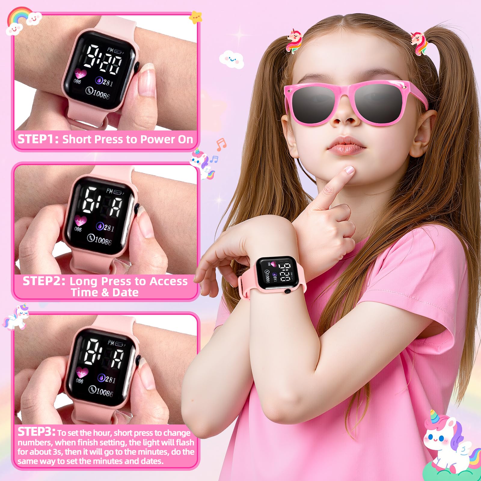 Hohosunlar Sac à Main Petite Fille, Faux Maquillage, DIY Licorne Bouteille d’Eau Fille, Watch, Téléphone Portefeuille Clés, Jouet de Princesse, Noël Cadeau d'anniversaire Jouet Filles 3 4 5 6 7 8 Ans