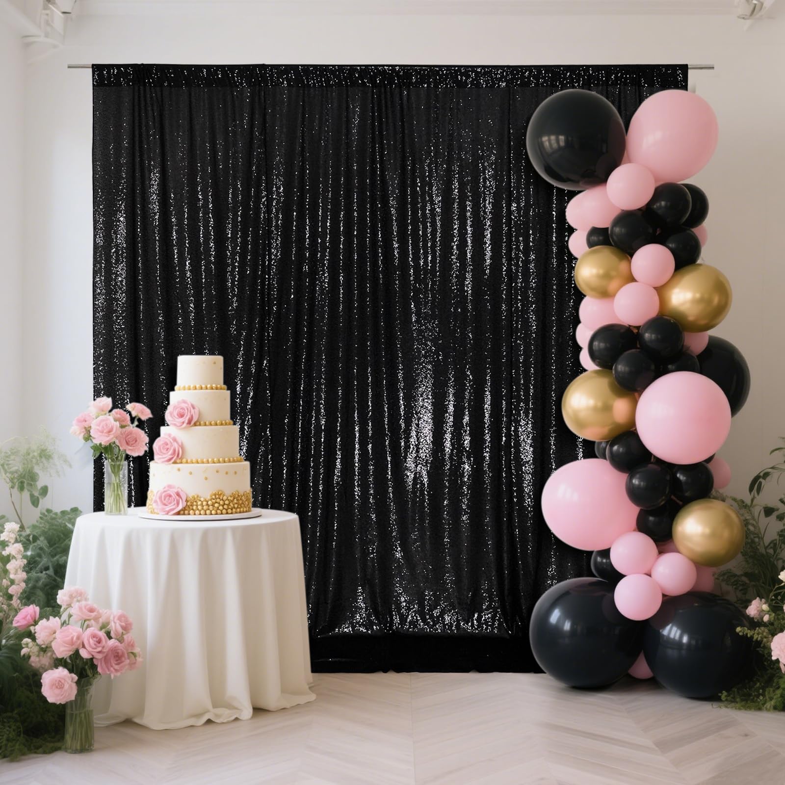 SquarePie Sfondo con paillettes, 3,5 x 2,5 m, per decorazione di feste di nozze