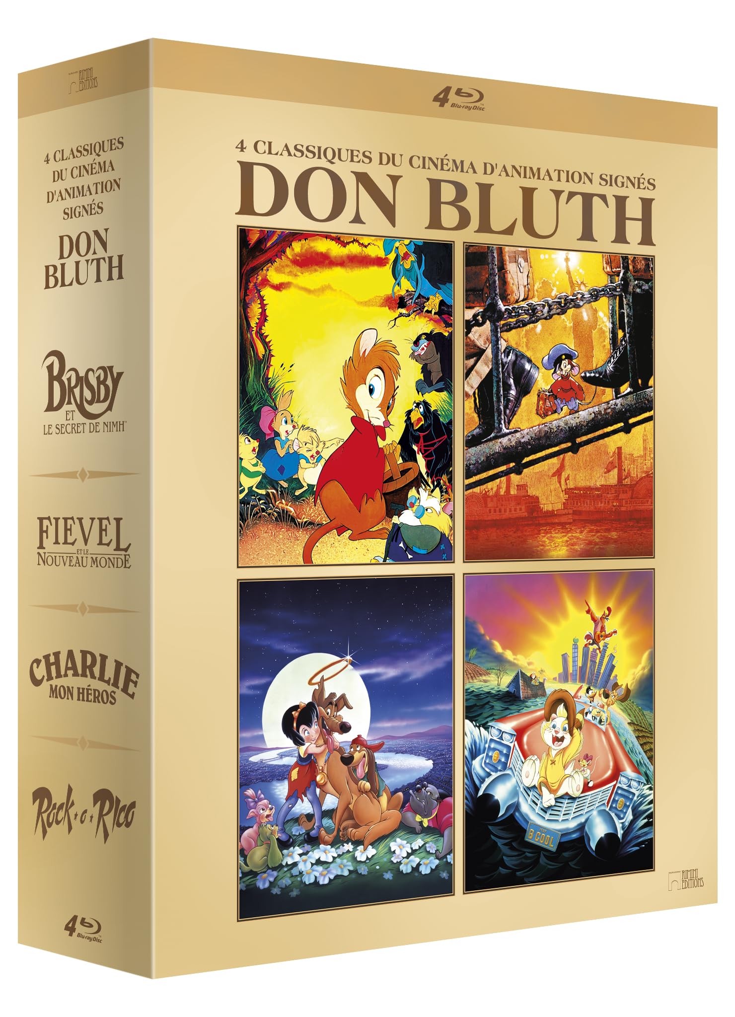 Don Bluth - Coffret 4 films : Brisby et le secret de NIMH + Fievel et le Nouveau Monde + Charlie mon héros + Rock-O-Rico [Blu-ray]