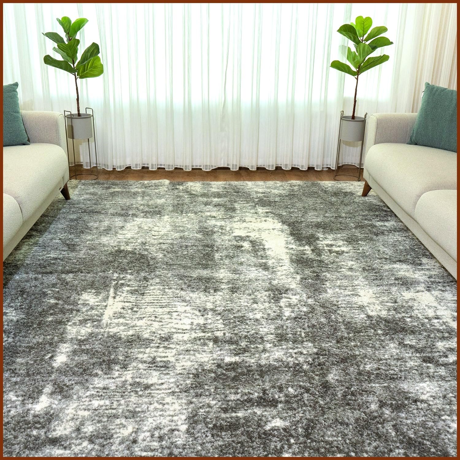 Eviva Grey 8x10 Area Rugs for Living Room - Turkish Soft Rug Pet Friendly Non-Slip - Large Area Rug for Bedroom - Stain Resistant Dining Room Rug - Eco-Friendly Nursery Rug & Classroom Rug