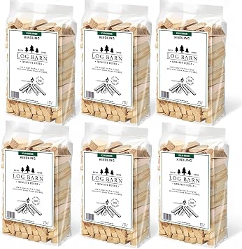 Log Barn Kiln-Dried Kindling Wood for Wood Burner   approx. 13kg 6 x 15l Bags | Bumper Pack Kindling Sticks for Log Burners, Fire Pits, Pizza Ovens & Open Fires - Ideal for Home & Commercial Use.