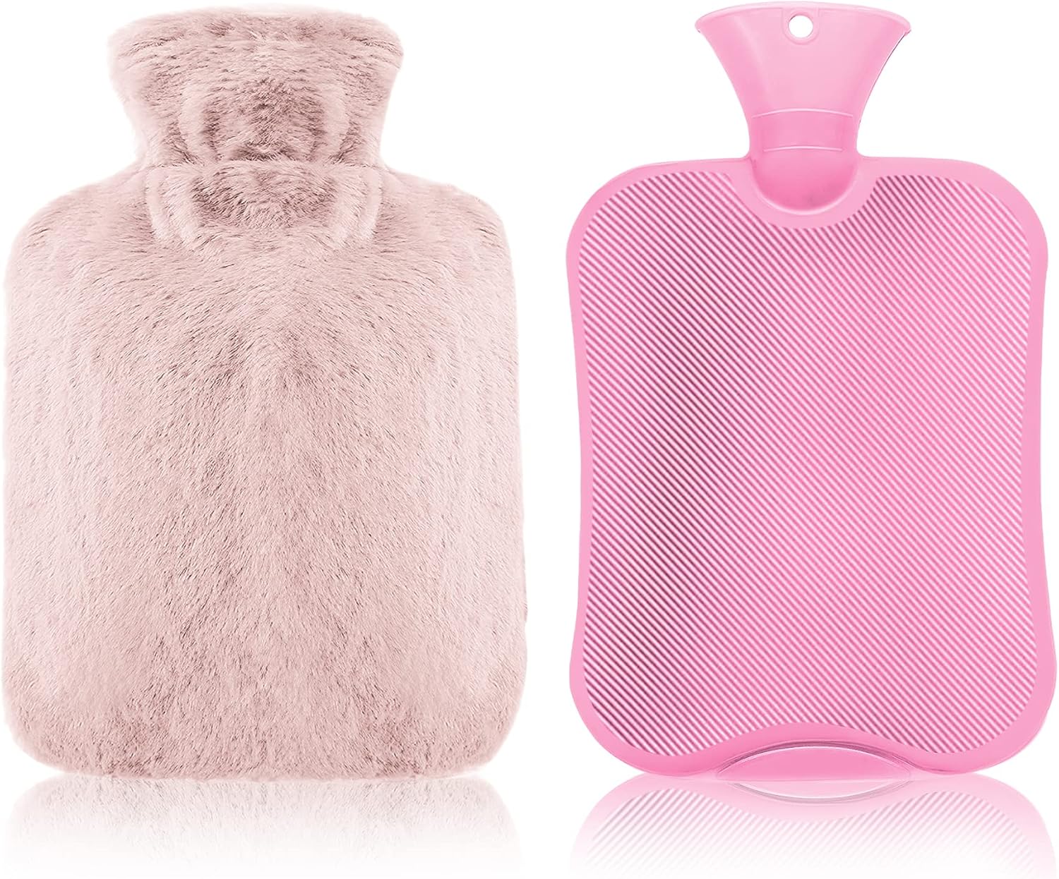 Small Hot Water Bottle with Fluffy Cover, 800mL Hot Water Bottles