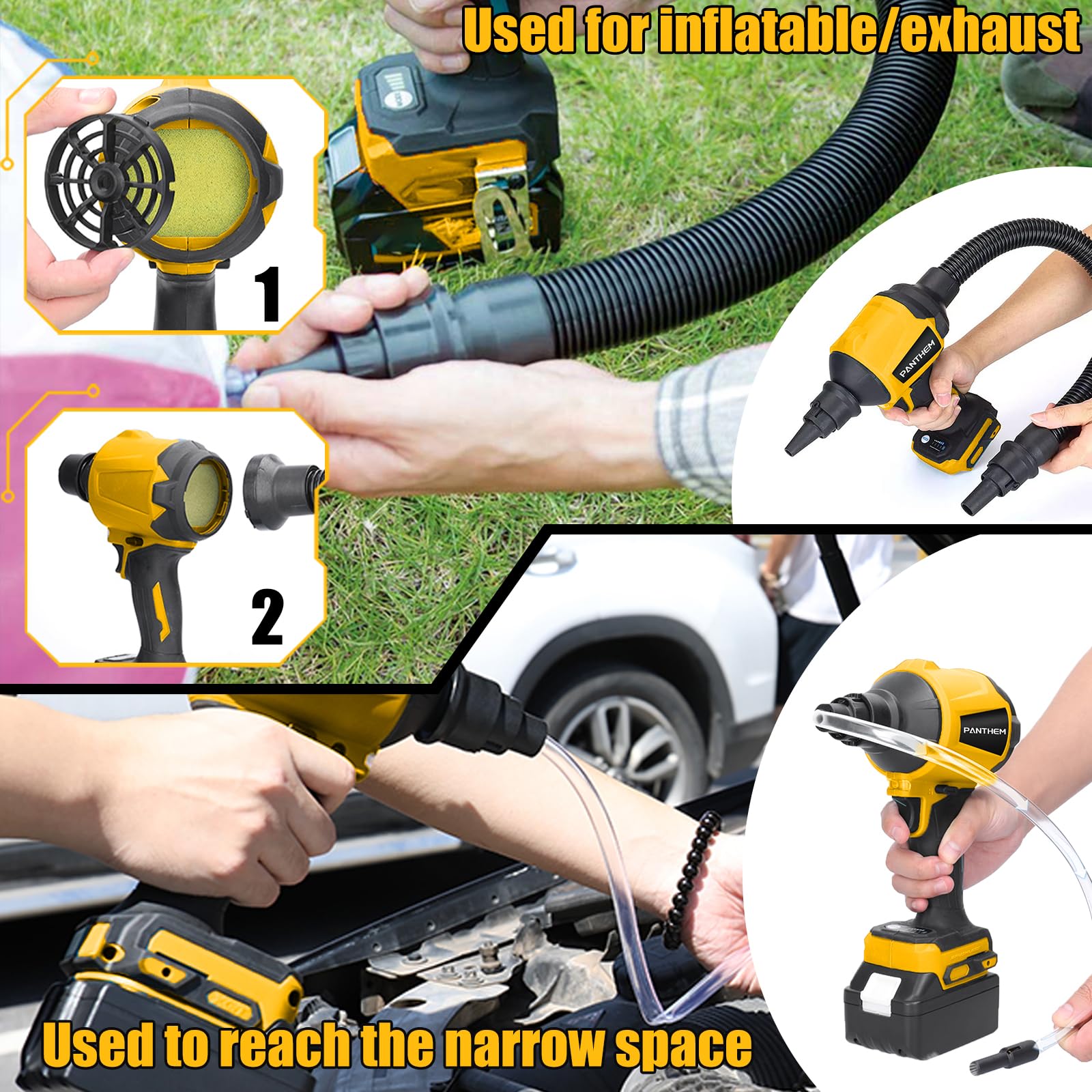 Kleiner Kabelloser Laubbläser Für DeWalt Akkus – 125 MPH, 430 CFM, Handlich, Für Terrasse, Laub & Staub (ohne Akku)