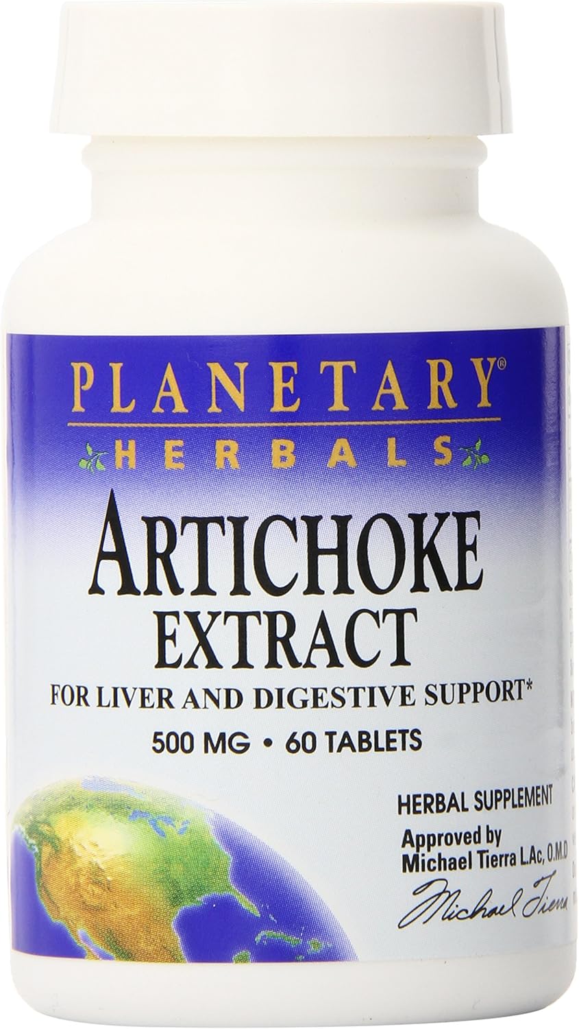 Planetary Herbals Artichoke Extract Tablets, 500 mg, 60 Count : Health & Household
