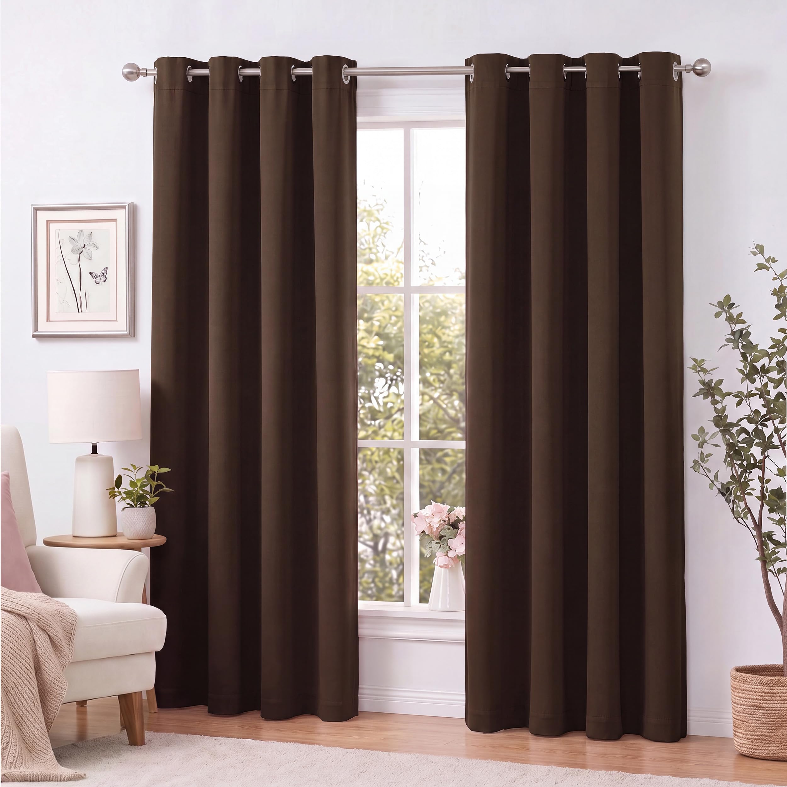 Gardine mit Ösen blickdicht - Vorhang Braun H245 x B300 cm - 1 Stück