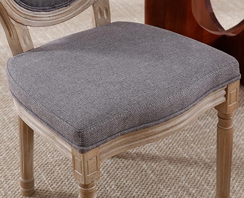 Miniatura 39 de chairus Juego de 2 sillas de comedor de ratán de granja, sillas de campo francesas de cuero con respaldo redondo, sillas laterales ovaladas para