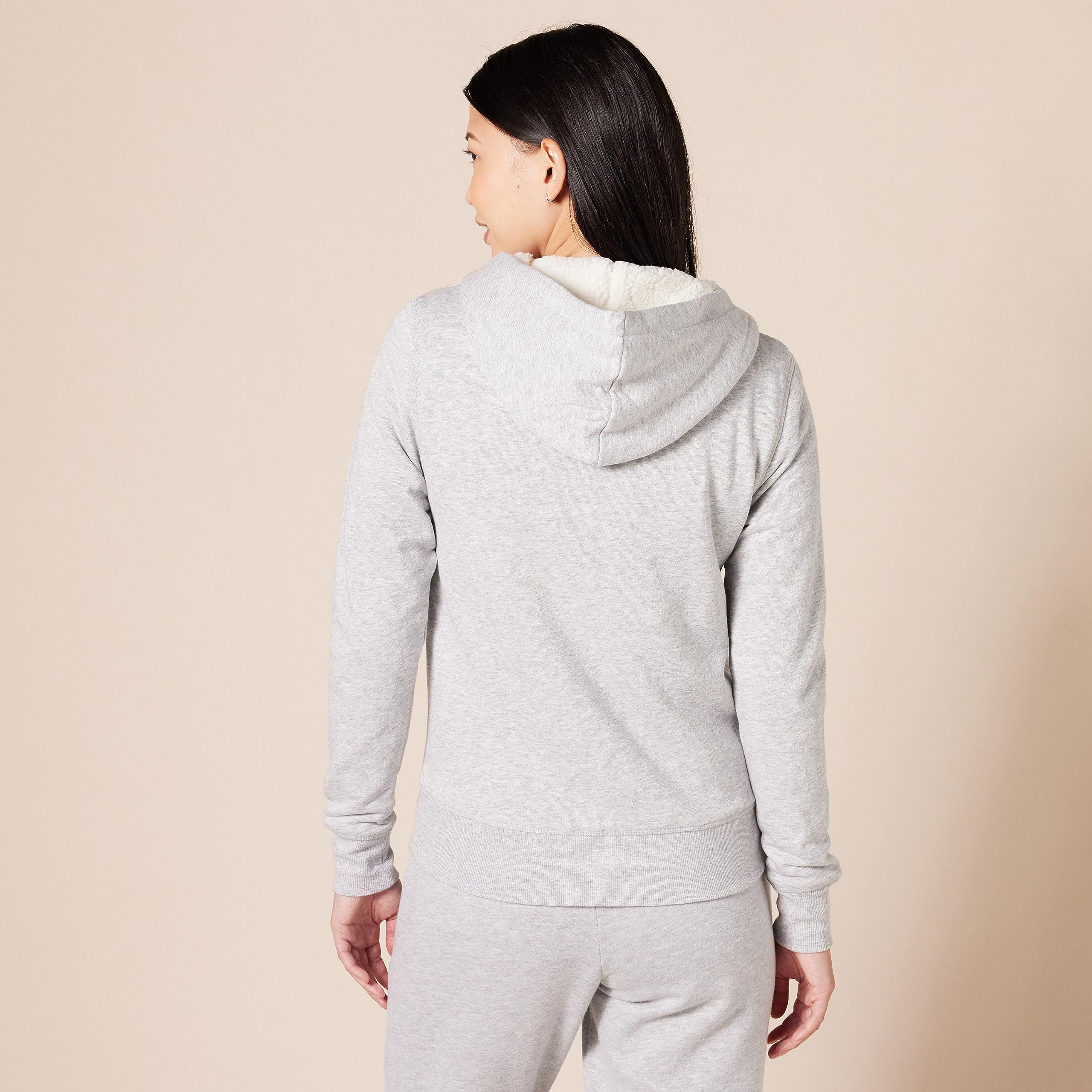 Amazon Essentials Giacca con Cappuccio a Cerniera Intera in Pile Foderata in Sherpa (Taglie Forti Disponibili) Donna