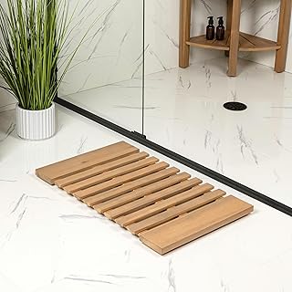 JONATHAN Y Acacia Wood Slat Indoor/Outdoor Bath Mat Light Teak 16