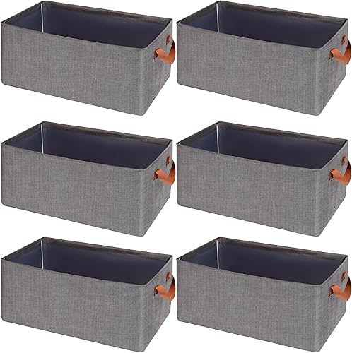 Contenedores de almacenamiento plegables extra grandes para estantes con marco de metal, cestas rectangulares plegables con asas, contenedores de