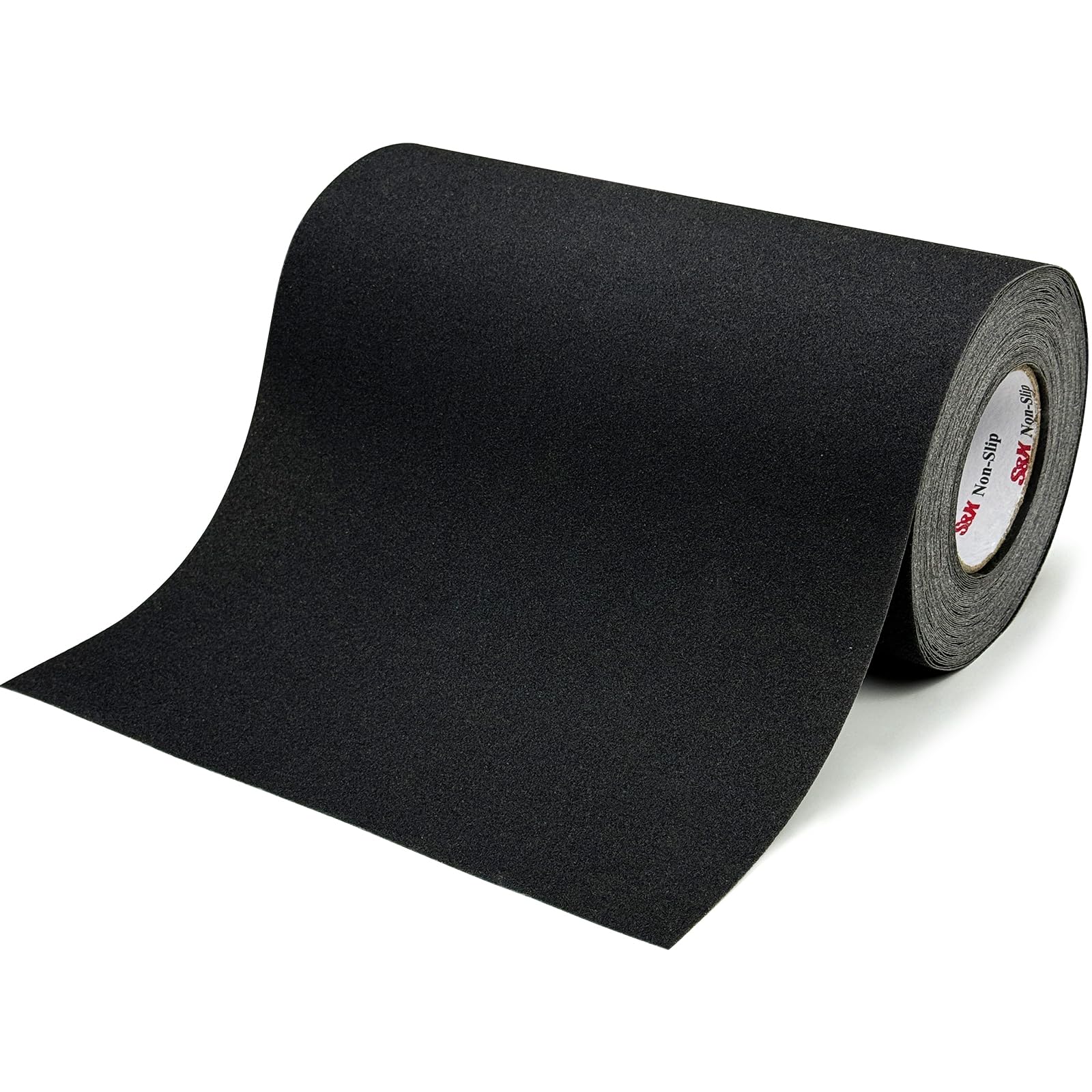 S&X Rouleau de ruban adhésif antidérapant haute traction pour marches, escaliers, terrasses, extérieur, imperméable et durable, noir 30 cm x 18,3 m