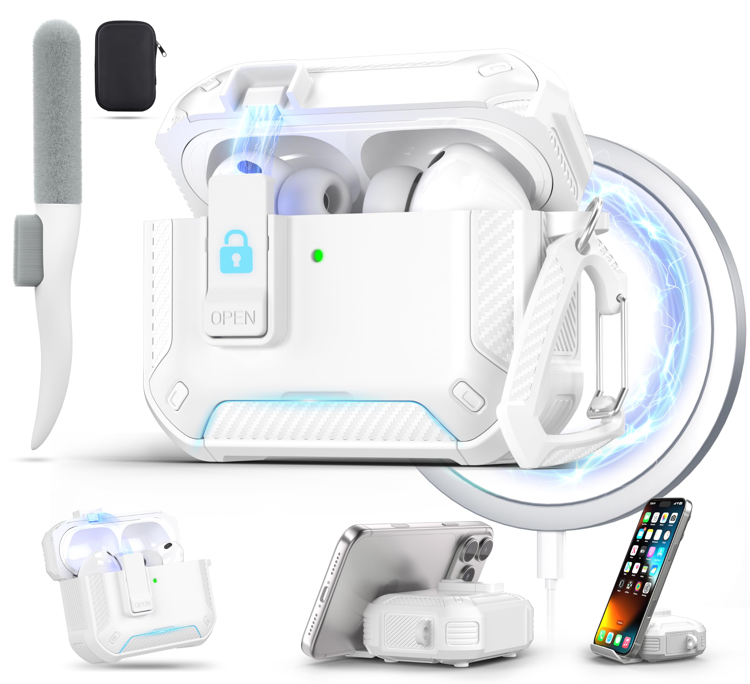Amazon | AirPods Pro 3用 磁気ロック付きケース、Magsafe対応、ダブル