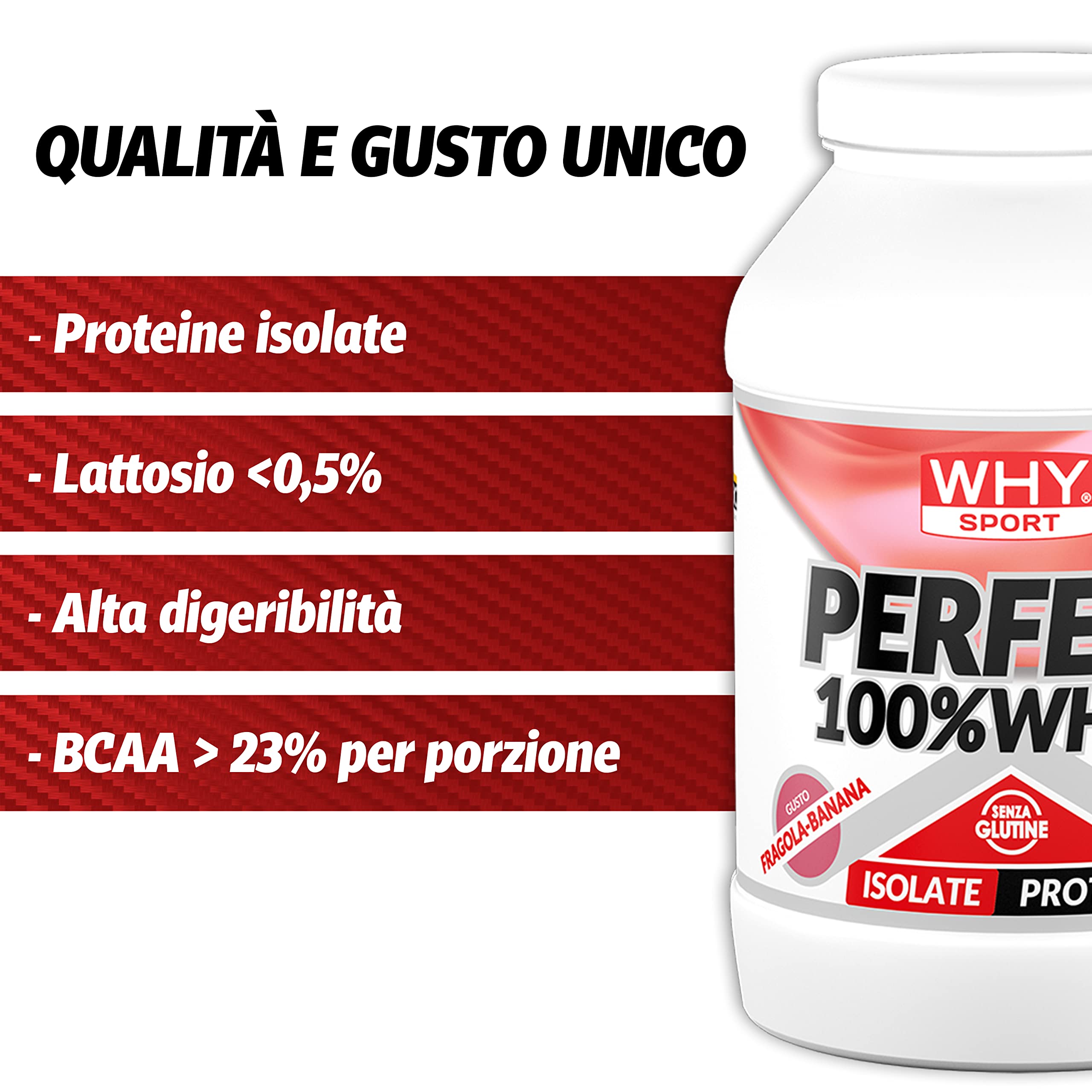 WHY SPORT PERFECT 100% WHEY - Whey Protein - Isoliertes Protein - Proteinpulver mit essentiellen Aminosäuren für Muskelmasse - Erdbeere Banane Geschmack - 900 gr