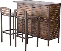 Christopher Knight Home Leni Rustic Acacia Wood Indoor Bar Set with Metal Accents, Dark Brown