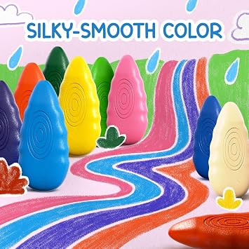 TinyGeeks 24 Water Drop Crayons - Non Toxic Crayons for Toddlers - Washable, Easy To Hold - For Toddlers, Kids Ages 3-8 - Ergonomic Shape