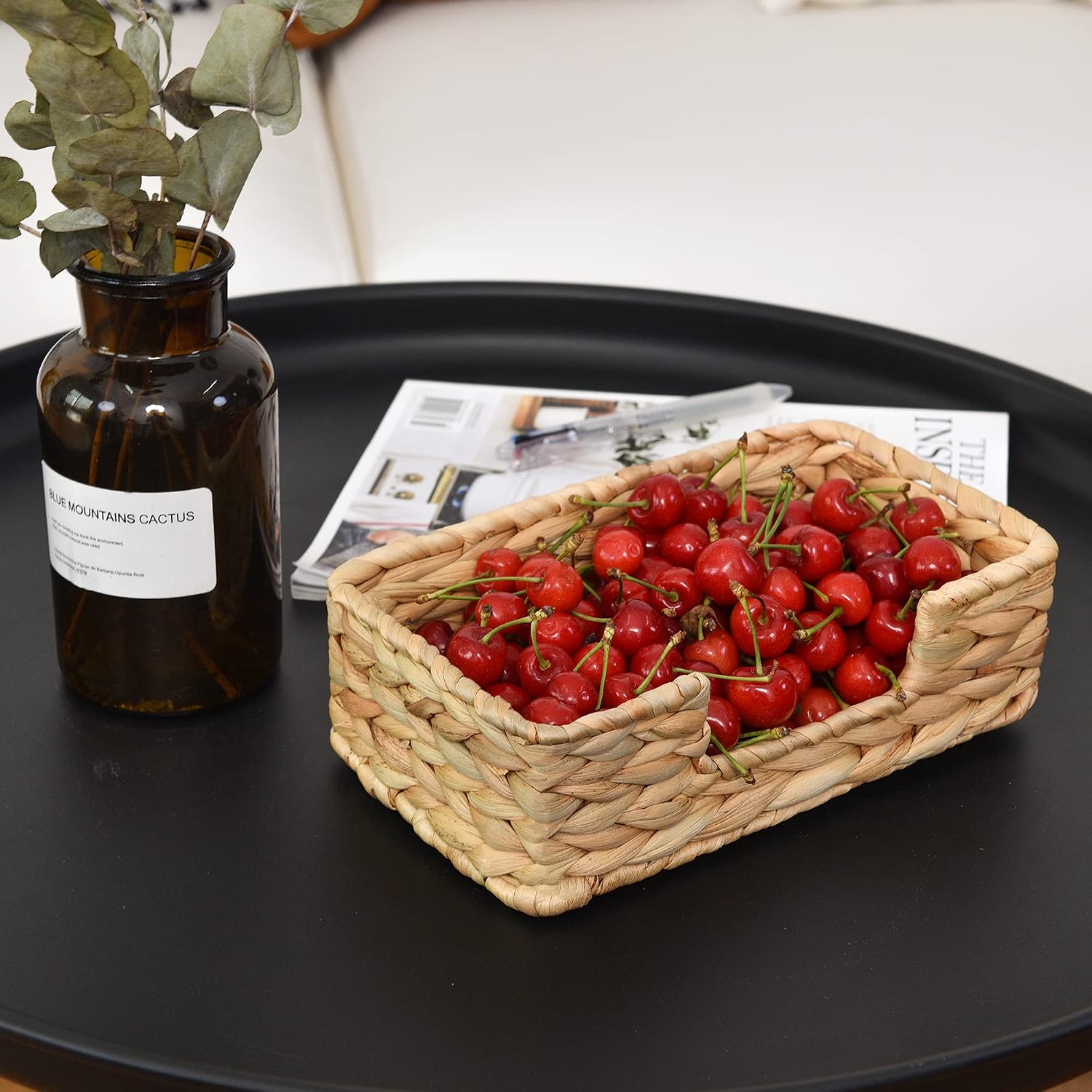 StorageWorks Water Hyacinth Napkin Holder, Wicker Baskets and Serving Tray for Kitchen, Rattan Napkin Holders for Tables, 9 ¾"L x 5"W x 2 ¾"H, 1 Pack