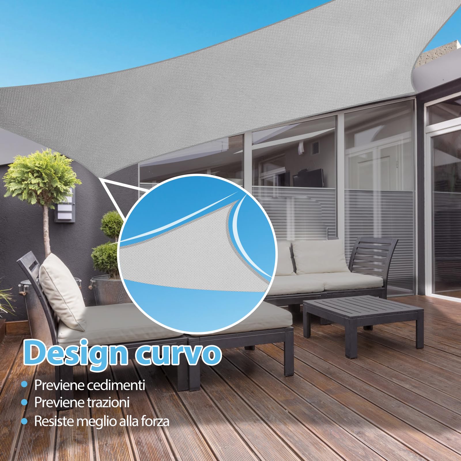 Telo Ombreggiante 3x4 M - Impermeabile, Anti-UV, Per Giardino, Terrazza, Cortile
