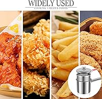 Vista 7 de Olla para freír con cesta coladora, olla de acero inoxidable con tapa y asa, mini freidora de aceite de 1.8 litros, freidora portátil, freidora