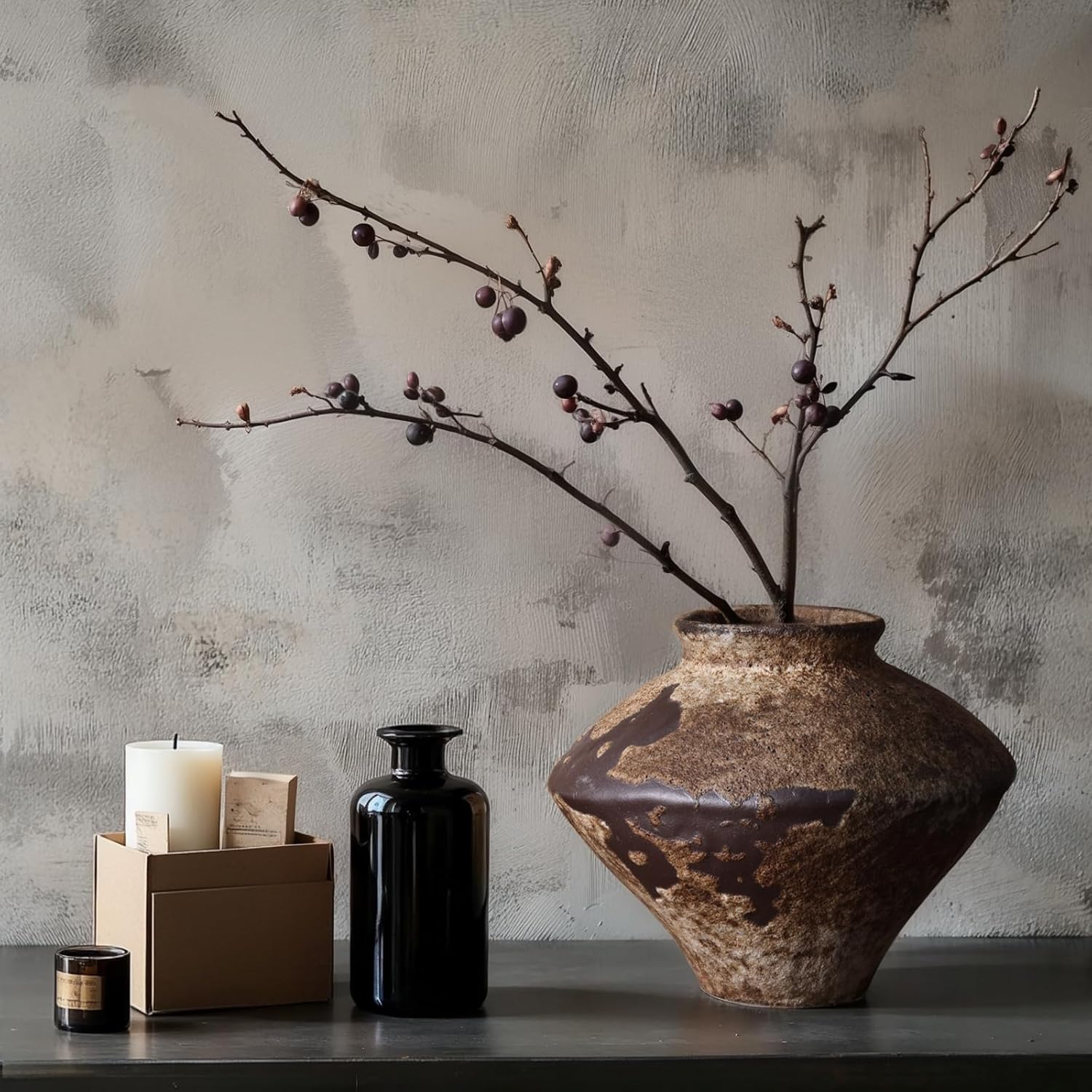 Wabi Sabi Rusty Vintage Vase, 6.1" Tall Wabi Sabi Decor Rustic Farmhouse Pottery Vase for Centerpiece, Textured Pottery Flower Vases for Home Decorative, Table, Living Room, Bedroom, Bathroom, Kitchen - Image 6