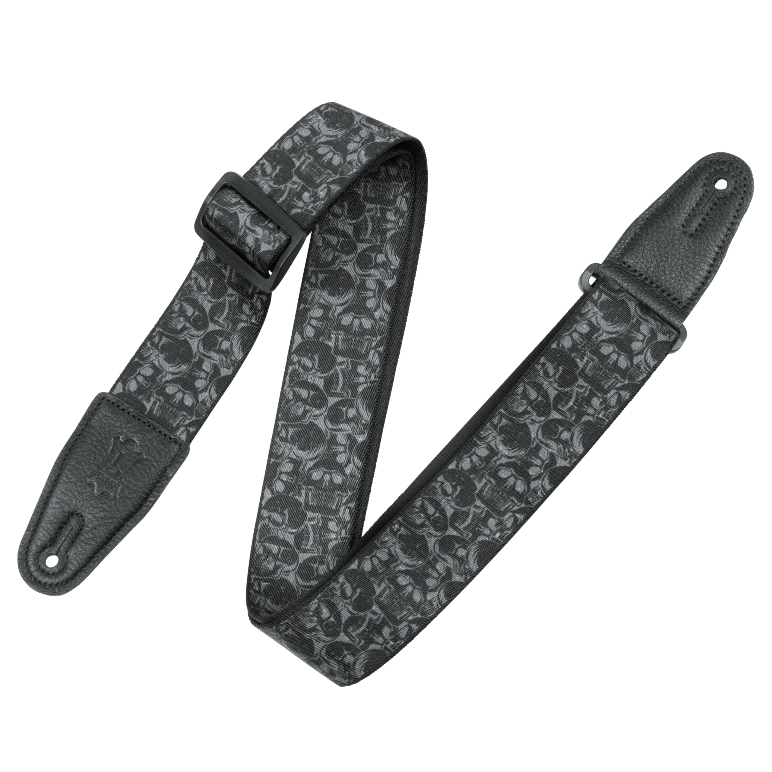 Levy's Leathers MPD2-111 Prints Polyester w Leather Ends 2" - Black & Grey Skulls, One Size