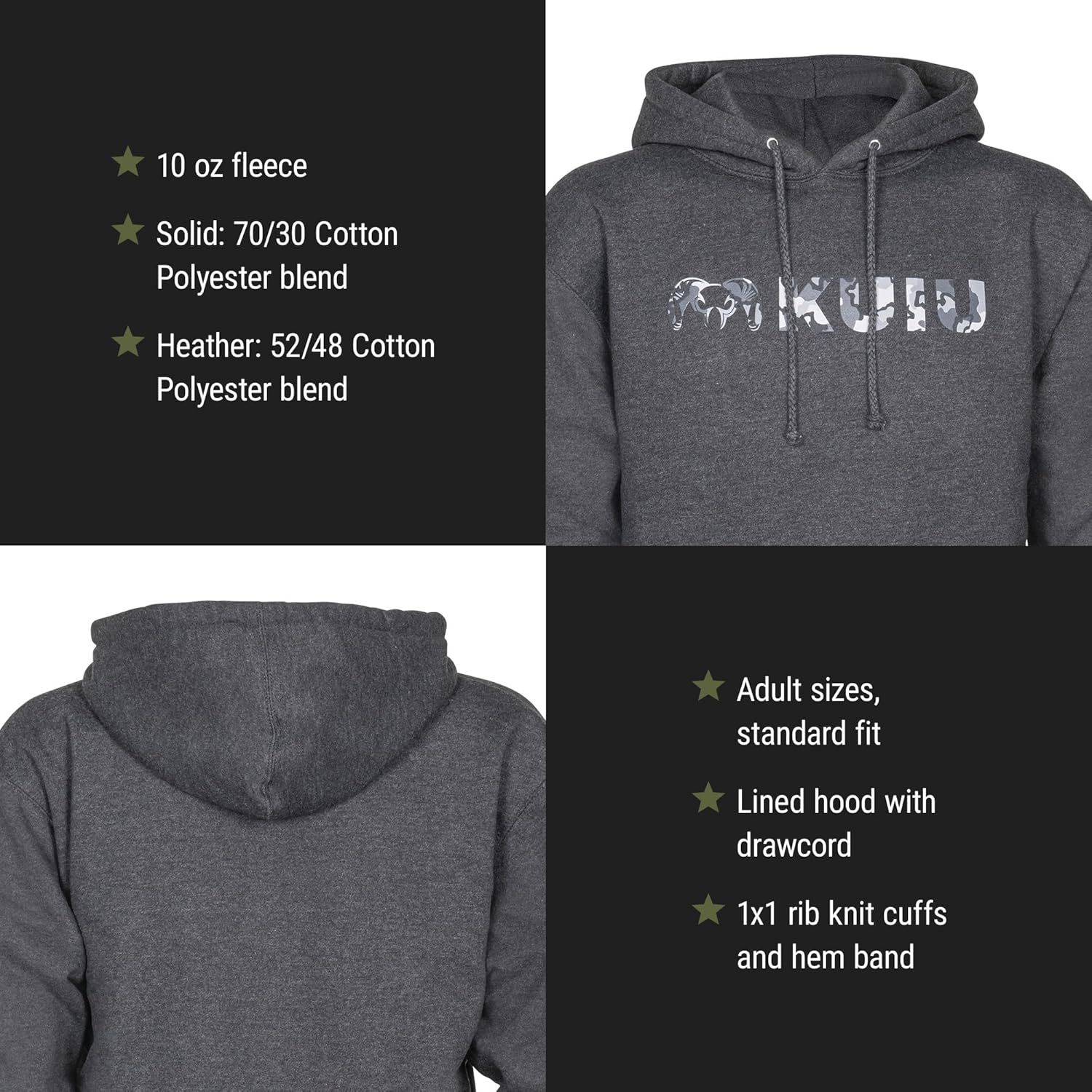 KUIU Vias Storm Logo Hoodie for Men, Heavyweight Cotton-Poly Fleece Pullover, Durable & Warm Hunting Hoodie, Standard Fit - Image 4