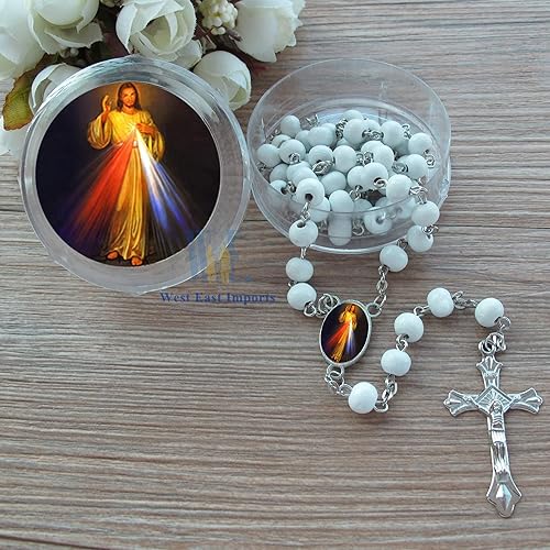 Miniatura 3 de Generic Recuerdos conmemorativos, 12 rosarios blancos de la Divina Misericordia, Celebración de la VidaRecuerdos para funeral, regalo de condolencia