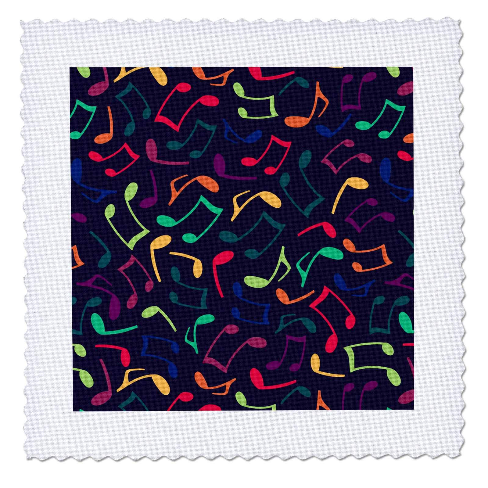 8x8 inch Quilt Square - Retro Rainbow Music Notes Designs Music