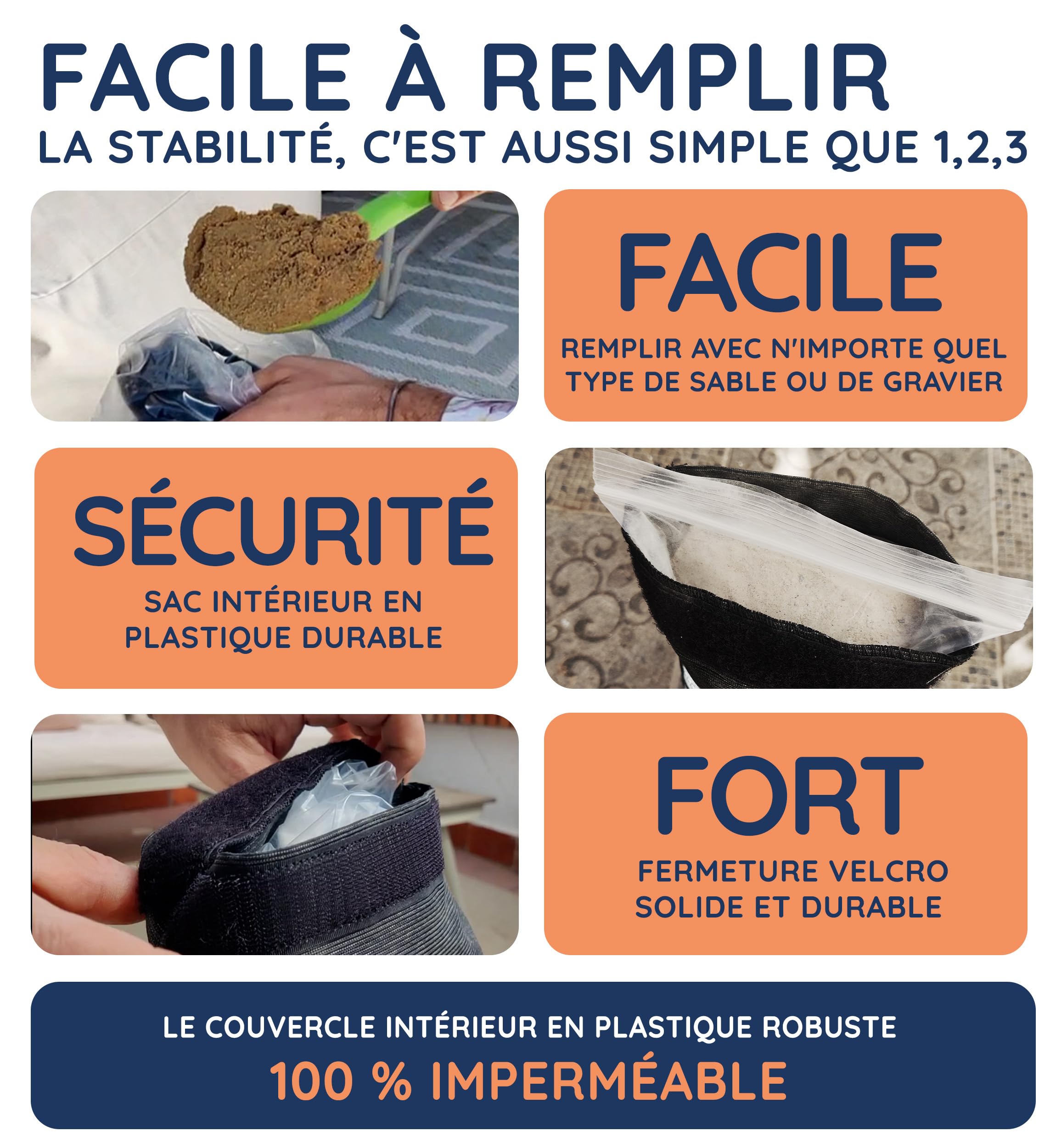 Baser Sacs de Lestage Ronds, 4 x 20kg Poids pour Tonnelle & Parasol de Jardin Exterieur, Base à Sable pour Tonnelle Pliante, Barnum Pliant & Store Banne, Gris
