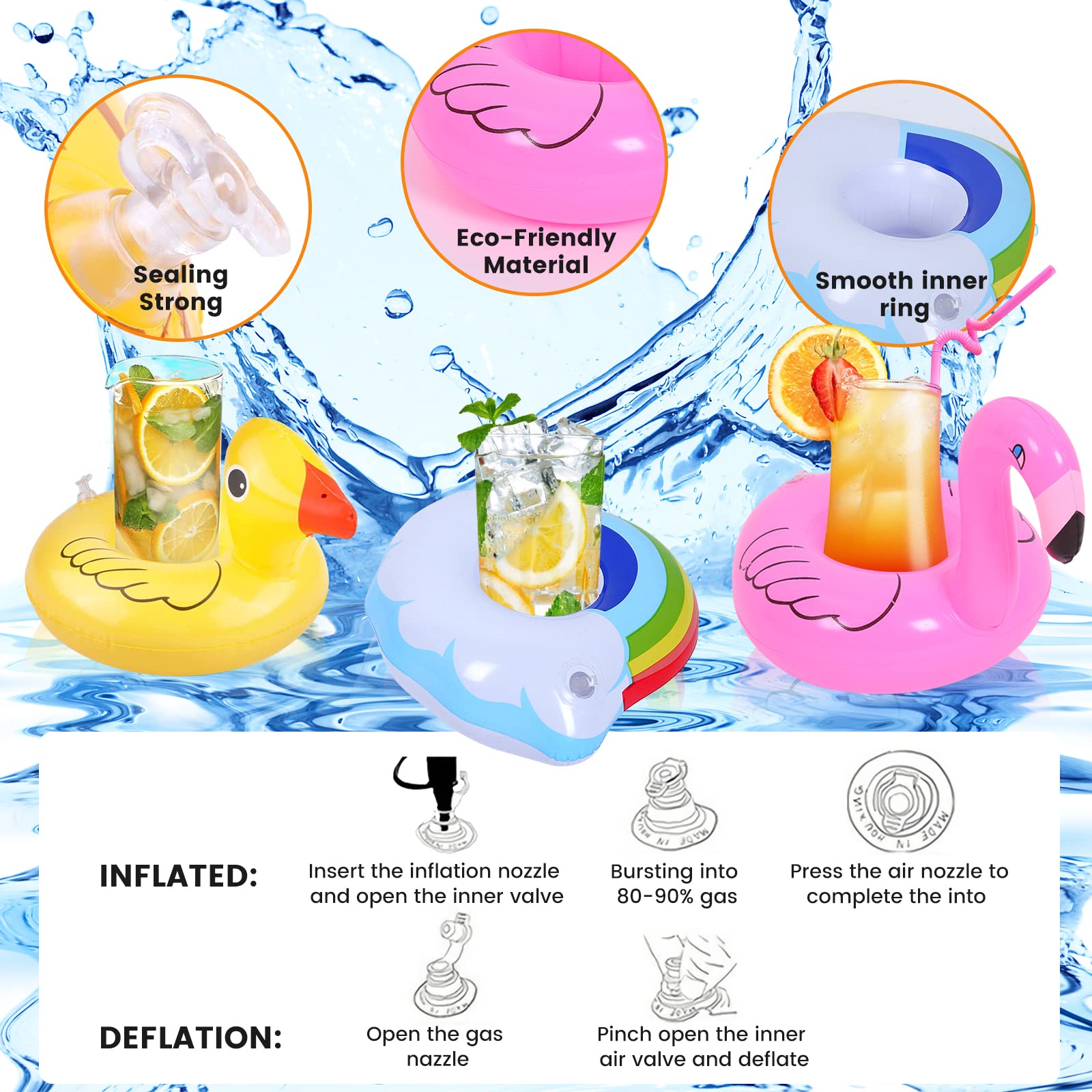 Porte Gobelet Gonflable Piscine TAIZER - Support Flottant Pour Boissons Et Collations, Idéal Été